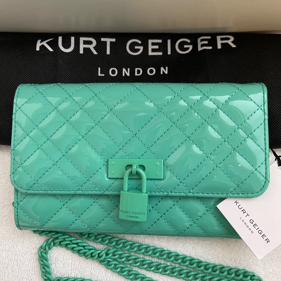 Kurt Geiger Handbags - NWT Kurt Geiger Mini Brixton Crossbody Blue Lock Drench Patent Leather Shoul…
